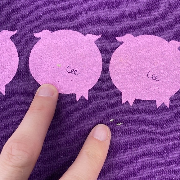 Vintage Jerzees Little Piggy Purple Sweatshirt Size Small 80's - Picture 6 of 6